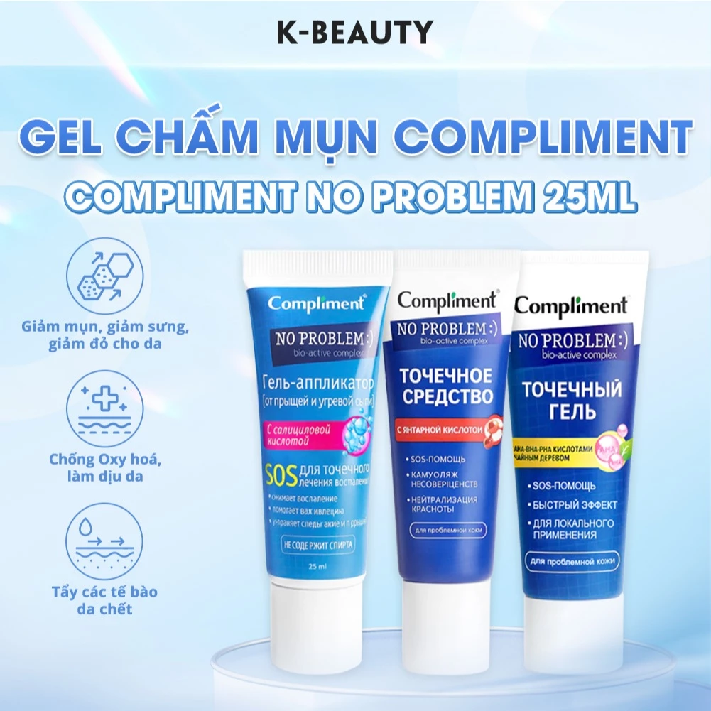 Gel Chấm Mụn Compliment No Problem Giảm Thâm, Dịu Da, Giảm Mụn 25ml