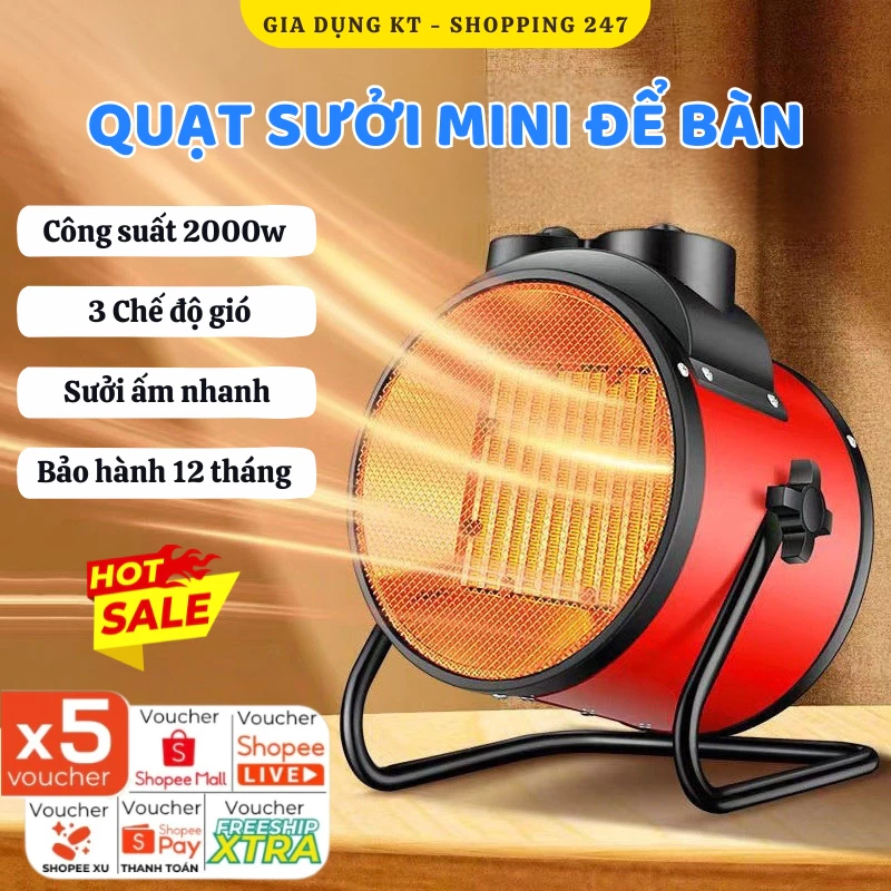 Quạt sưởi điện YANGZI công suất lớn 2000w, làm ấm cực nhanh, thân kim loại chắc chắn, hoạt động mạnh mẽ, bền bỉ
