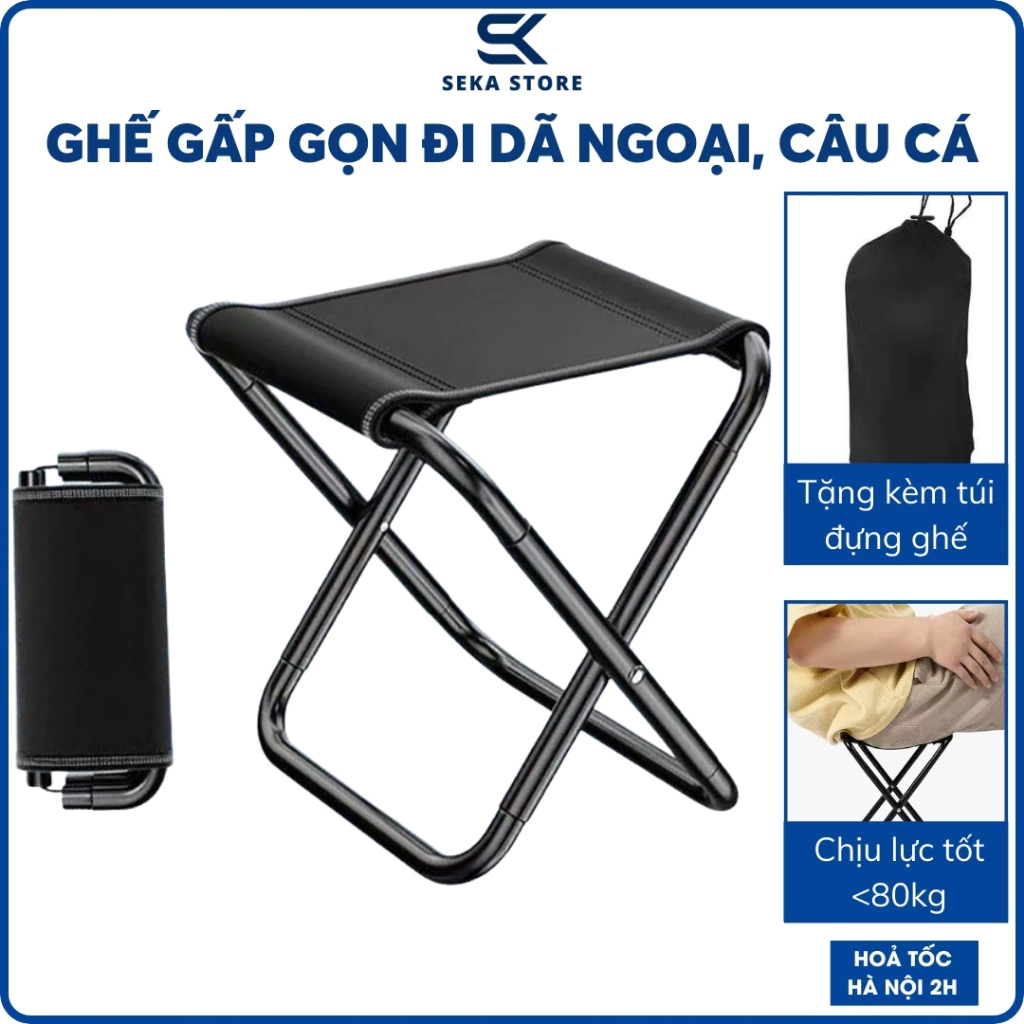 Ghế Dã Ngoại Gấp Gọn Thép Không Gỉ Kèm Túi Đựng Tiện Dụng, Phù Hợp Du Lịch Dã Ngoại Cắm Trại Câu Cá SP001340