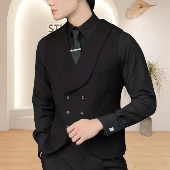 Áo Gile vest Nam Atrastino Ve Sam 3 lớp vải Conton Ý Cao Cấp Lịch Sự, Sang Trọng- GILE001