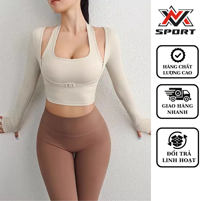 Tên: Áo Tập Pickleball Yoga Dài Tay Giả Yếm - Áo Tập Gym Nữ 2 Chi tiết Có Mút Ngực, Co Giãn 4 Chiều Tôn Dáng Sexy[K211]