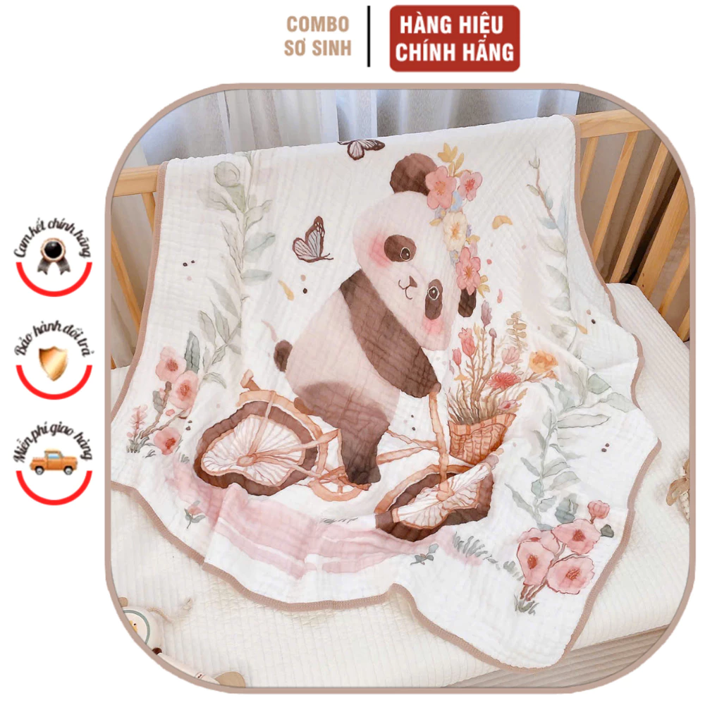 Khăn tắm xô xù 6 lớp cho bé kích thước 110x110cm - Khăn tắm/khăn quấn họa tiết cổ tích đáng yêu.