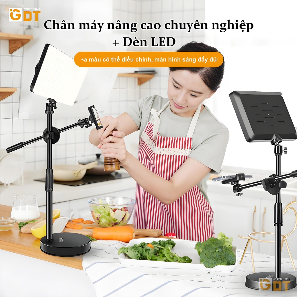 GDT Giá Quay Video Để Bàn Xoay 360°, đèn livestream Quay Video Chân Quay Video…
