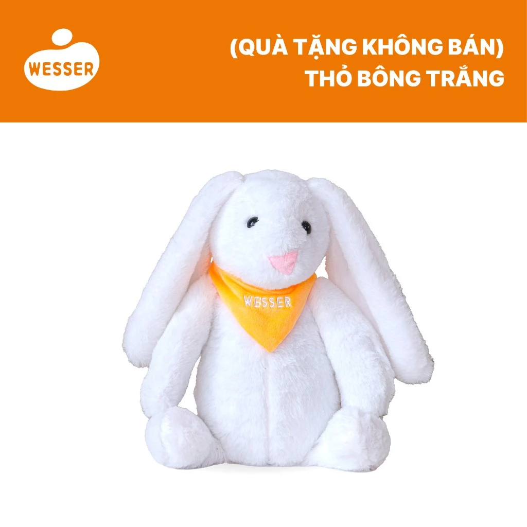(QUÀ TẶNG KHÔNG BÁN) Thỏ bông trắng đeo khăn Wesser