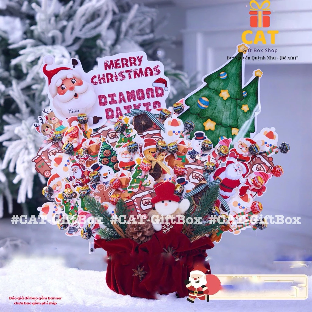 Set Quà Kẹo Mút Giáng Sinh Noel Decor Đẹp, Set 40keo Giáng Sinh Liên Hoan Lớp, Quà Tặng Giáng Sinh, Quà bánh kẹo Noel