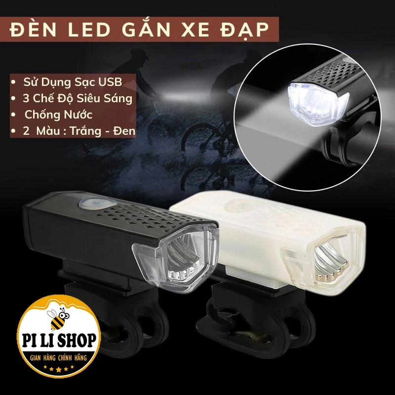 Đèn Gắn Xe Đạp Siêu Sáng 3 Chế Độ Dùng Sạc USB Tiện Lợi, Đèn Led Gắn Cổ Xe Đạp Dễ Lắp Chống Nước