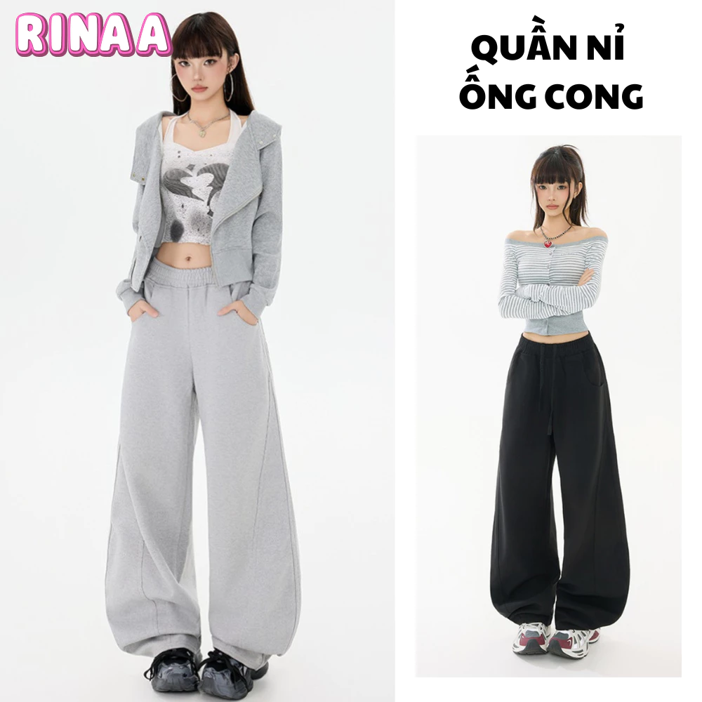 Quần Nỉ Ống Rộng MIAA, Quần dài dáng suông UNISEX form rộng dài chất liệu dày dặn không bai xù