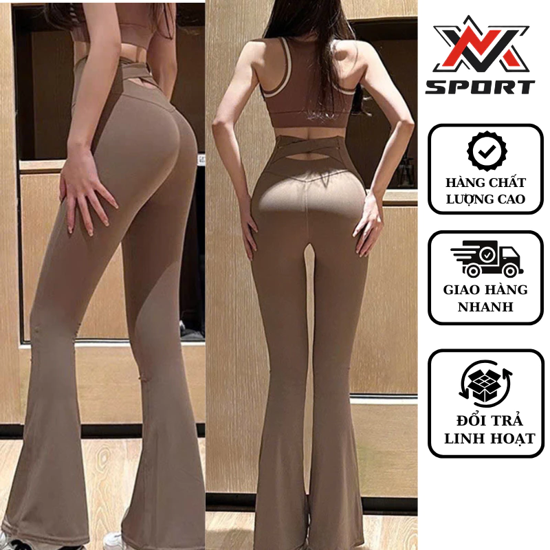 Quần Legging Tập Gym Ống Loe- Quần Thể Thao Cạp Cao Gen Bụng Nâng Mông, Chất Lulu Thun Lạnh Siêu Co Giãn [K214]