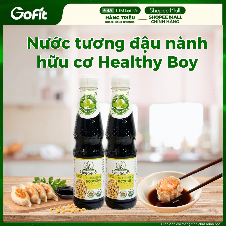 Nước tương đậu nành hữu cơ Thái Lan Healthy Boy 300ml – Ít calo, Vị thanh, Nhập khẩu chính ngạch