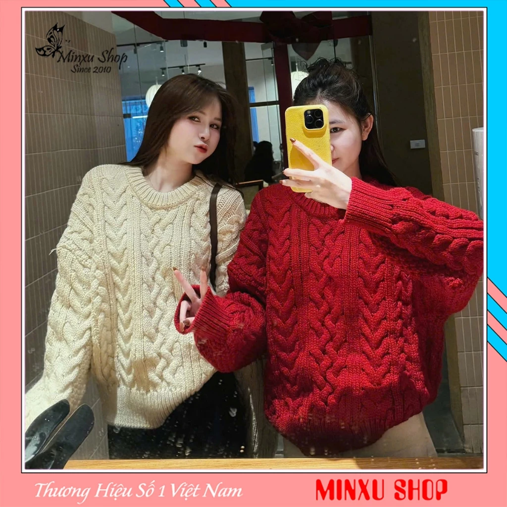 Áo Len Trơn Vặn Thừng Cổ Tròn Dày Ấm Hàng QC Minxu Shop TA91