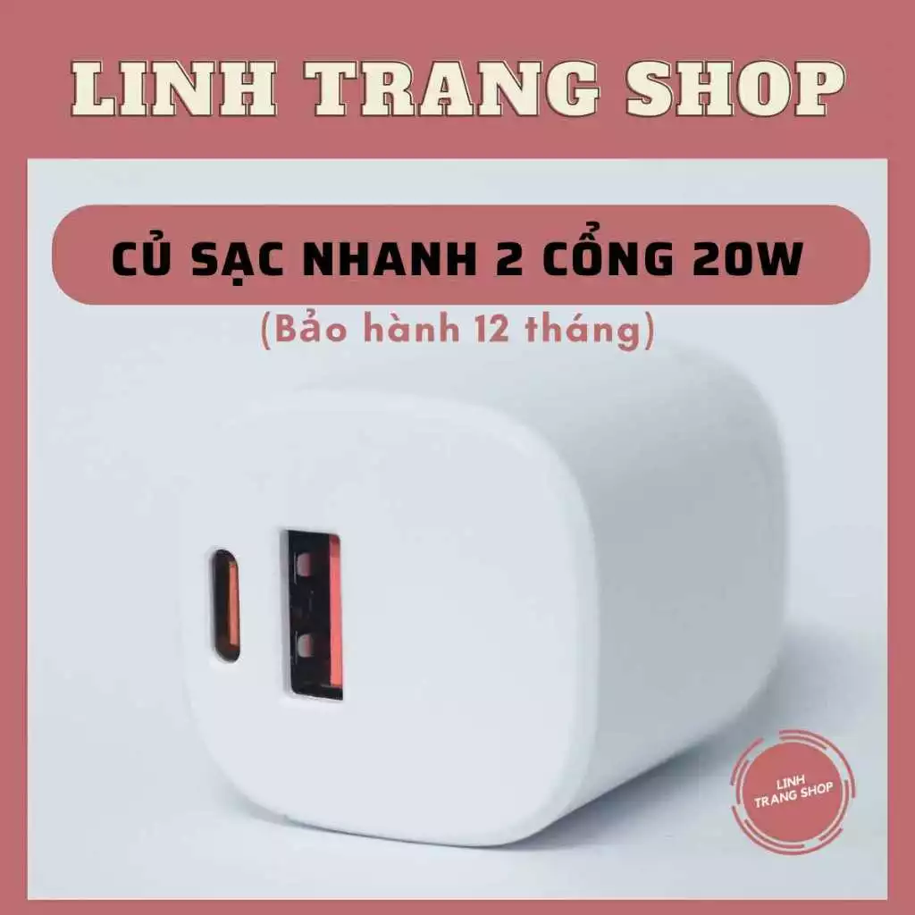 Củ Sạc Nhanh 2 Cổng  (Bảo Hành 12 Tháng)