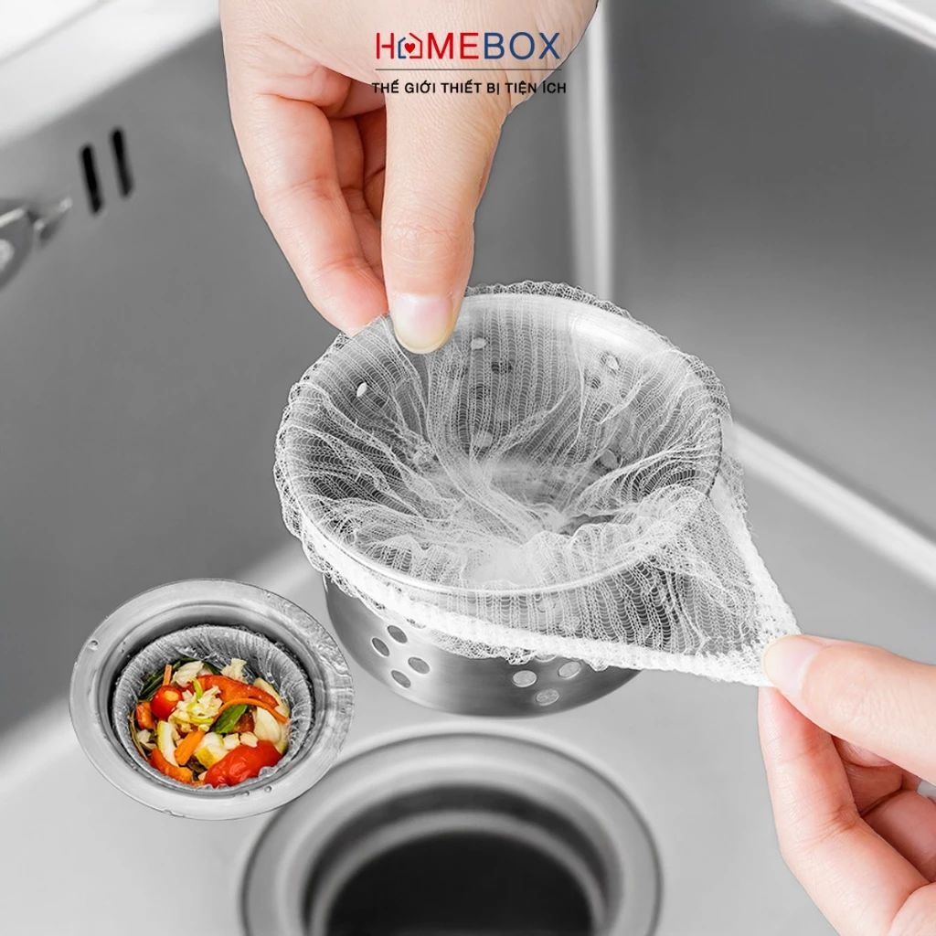 COMBO 100 Túi lọc rác bồn rửa chén bát tiện lợi, Lọc rác chống tắc cống hiệu quả giữ nhà bếp
