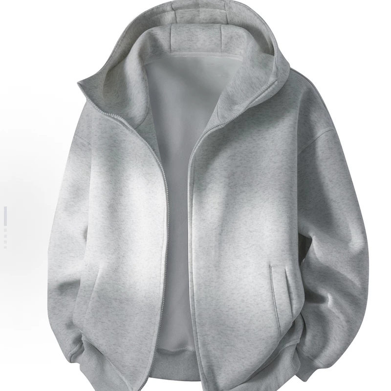 Áo Khoác Hoodie Zip Nỉ 2 Da Cổ Cao Phong Cách Mỹ - Áo Khoác Nỉ Form Rộng Unisex Basic Cardigan Dày Dặn
