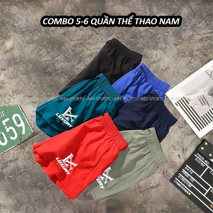[ COMBO 5-6 ] QUẦN ĐÙI THỂ THAO NAM - IN LOGO LUXURRY - CHẤT MÈ THÁI THOÁNG KHÍ - SIZE 40-100KG