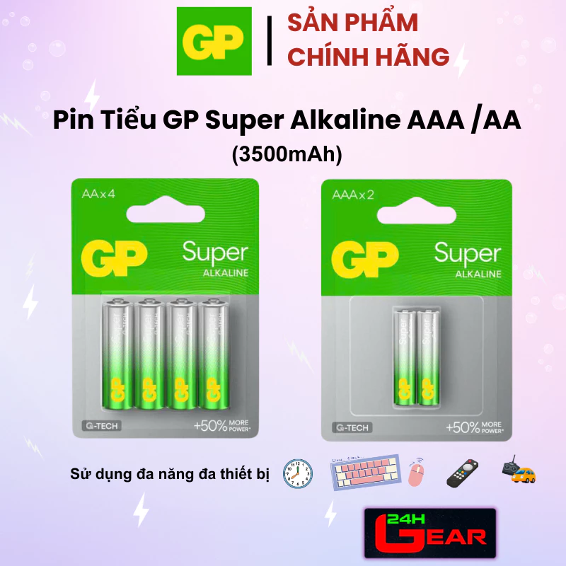 Pin tiểu đa năng GP Super Alkaline AA / AAA  1,5V Cao Cấp (3500mAh) Chính hãng