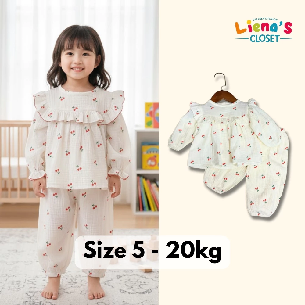 Bộ Quần Áo Dài Tay Cho Bé Gái Cánh Tiên Vải Xô Muslin Cao Cấp Xinh Xắn Liena'S Closet DT02