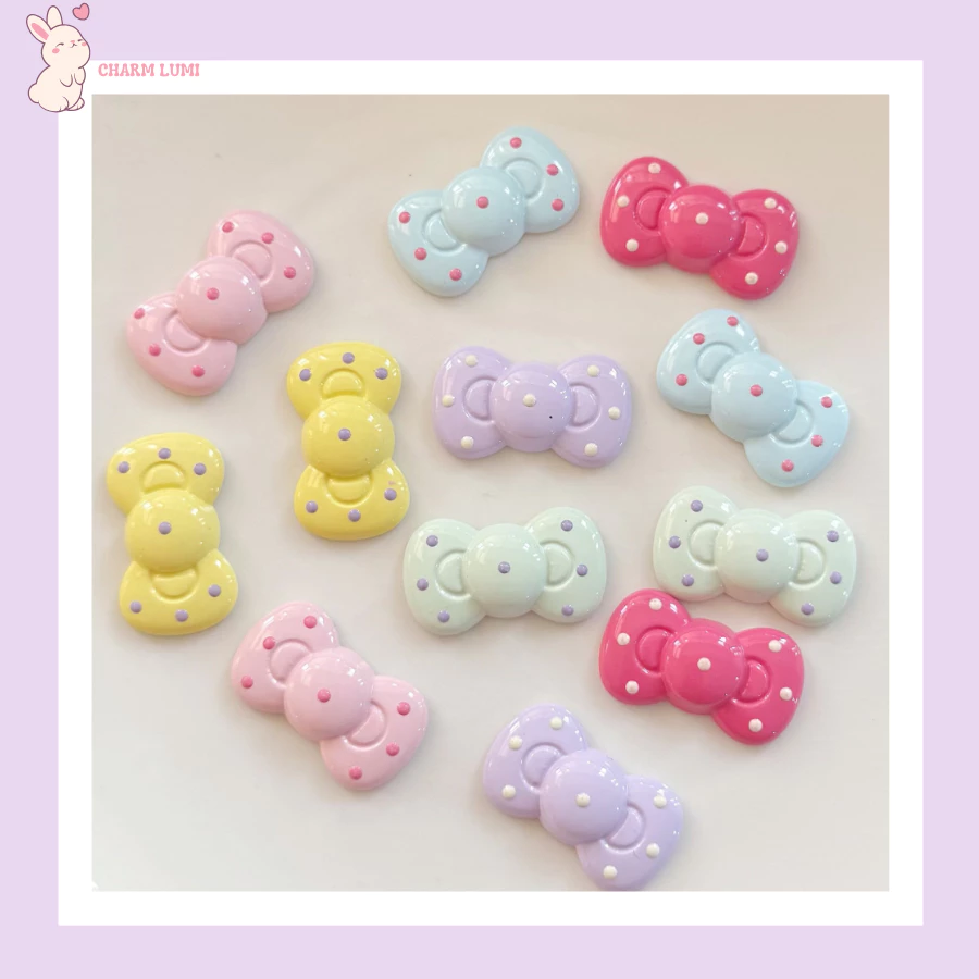 Charm Nơ Chấm Bi Pastel – Phụ Kiện Decor DIY, Trang Trí Tiểu Cảnh, Ốp Lưng, Hộp Bút, Slime,...