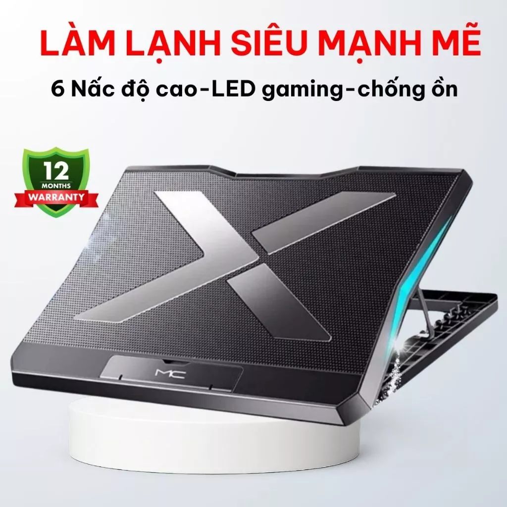 Đế tản nhiệt laptop HEYTECH Q3 có 6 quạt làm mát nhanh chống ồn đèn led gaming giúp tăng hiệu năng bảo vệ máy tính