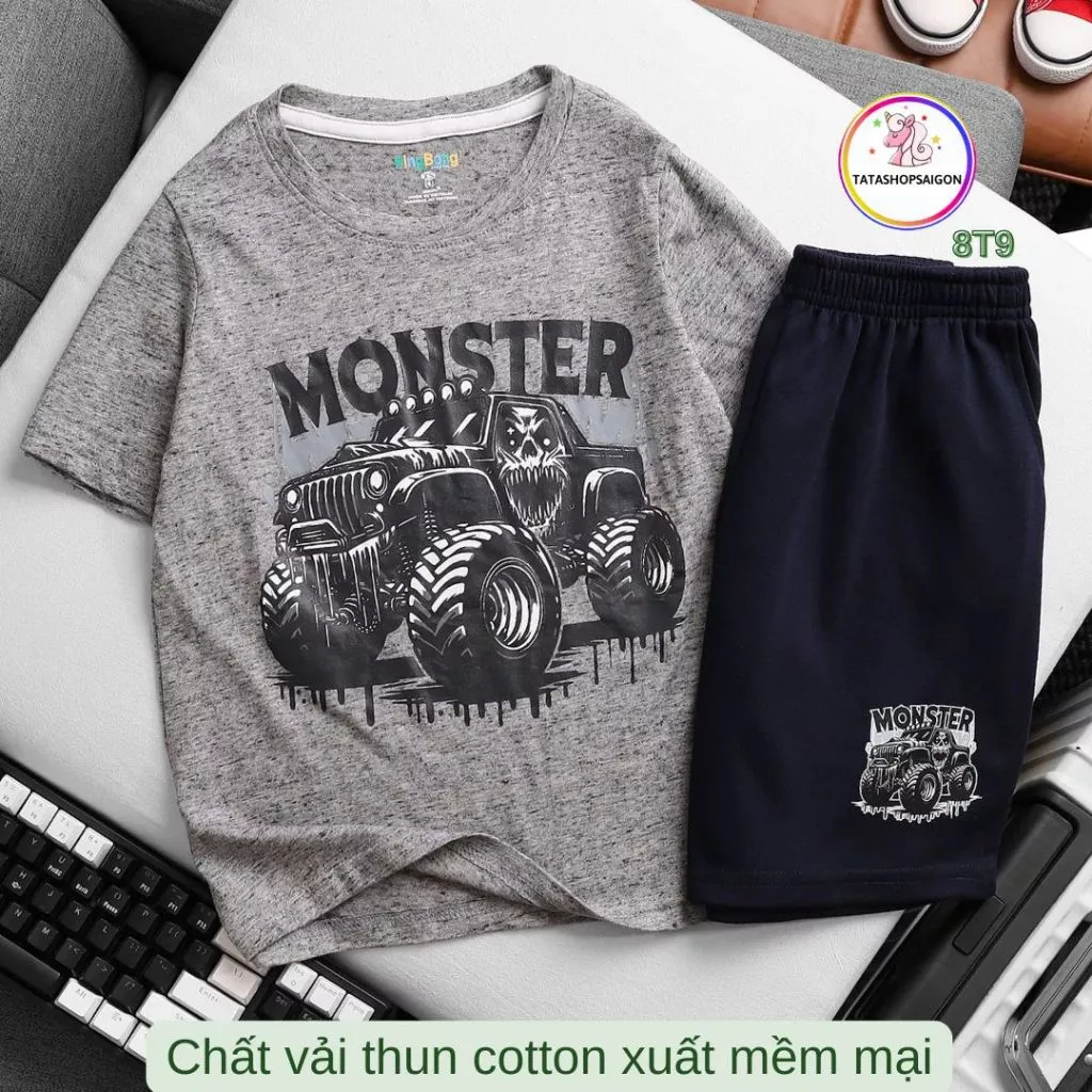 19 đến 50kg - Đồ bộ cho bé trai size đại - Bộ đùi bé trai thun cotton xuất mềm mát VNXK 088