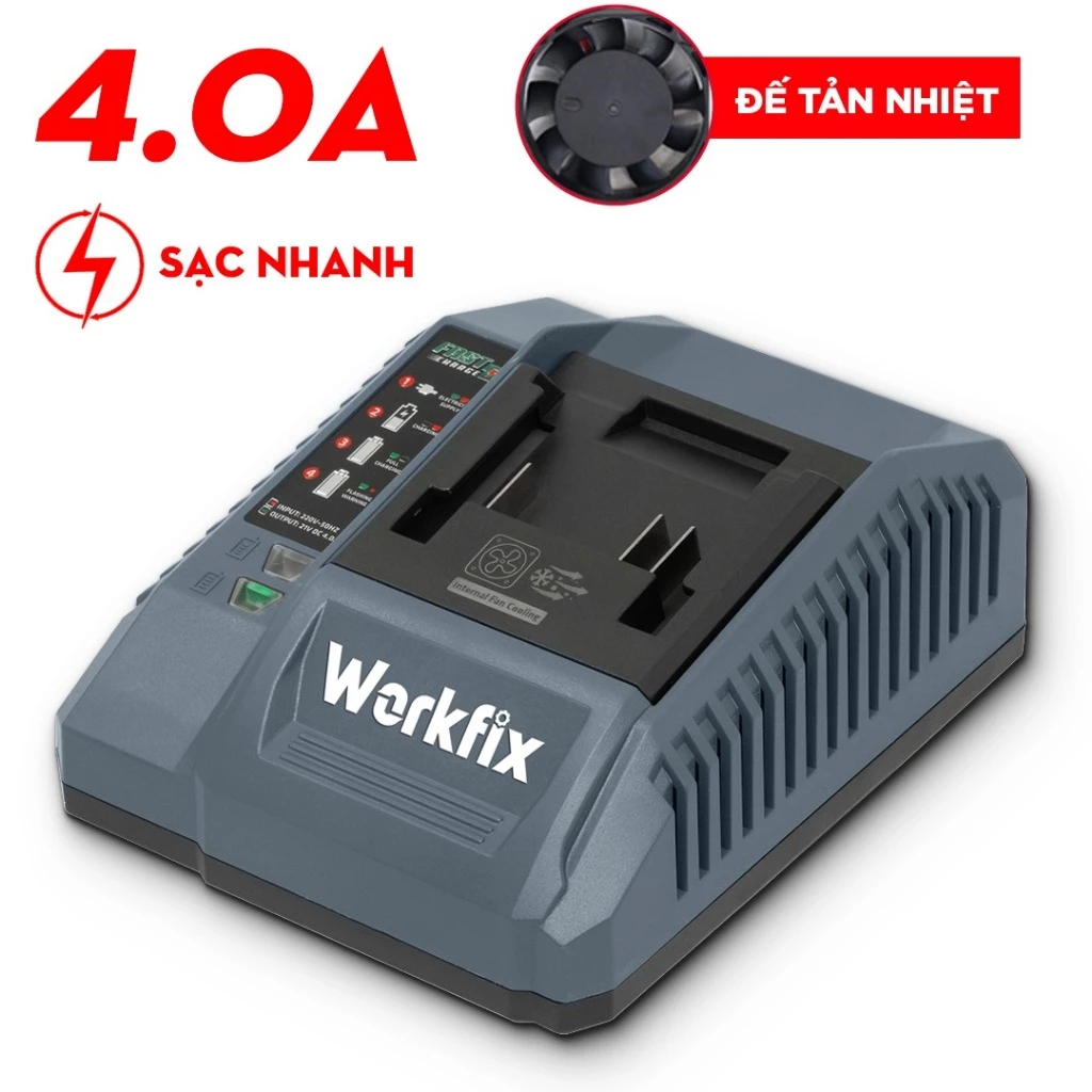 [NEW 4A/ Sạc Đôi 3A ] Bàn Sạc Nhanh Workfix WF-FC2140A / FC3002F/ FC20A/ S25X2 Chân Phổ Thông, Máy Khoan, Mài, Cơ Khí