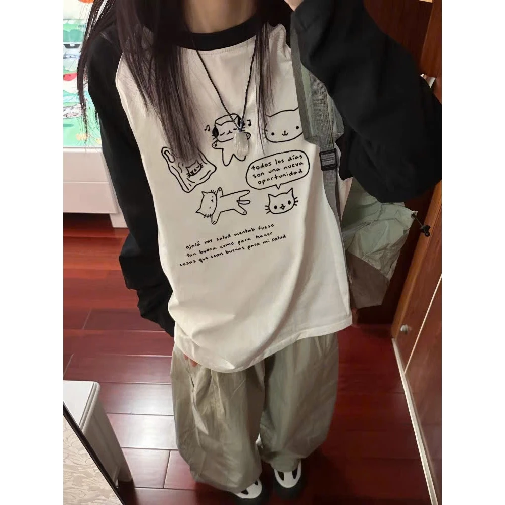 Áo thun nữ tay dài phối màu MENINA, áo thun dài tay nữ chất cotton mặc thu, đông.