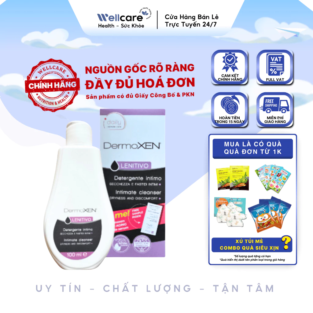 [✨CHÍNH HÃNG] DDVS Dermoxen Lenitivo chai 100ml - Dưỡng ẩm, giảm khô ngứa, khó chịu vùng kín