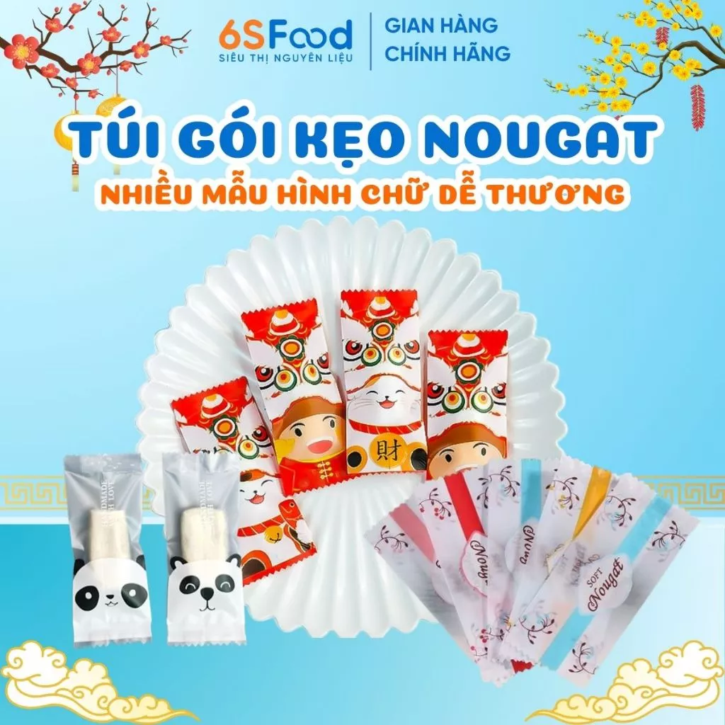 Túi Gói Kẹo Nougat, Vỏ Kẹo Hạnh Phúc Xinh Đa Dạng Mẫu, Túi Hàn Miệng size 4x9cm - 6SFOOD
