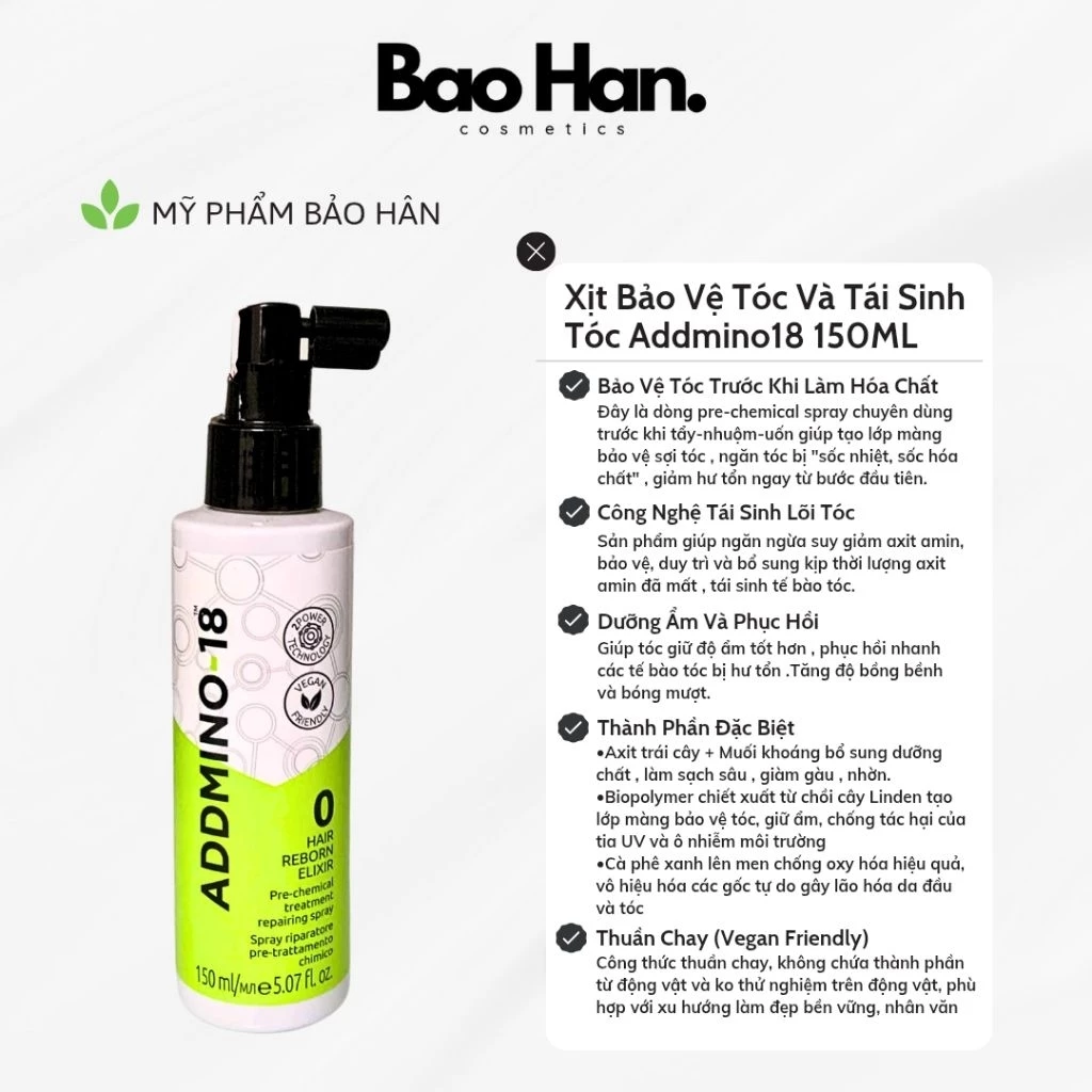 XỊT BẢO VỆ TÁI SINH TÓC ADDMINO18 150ml