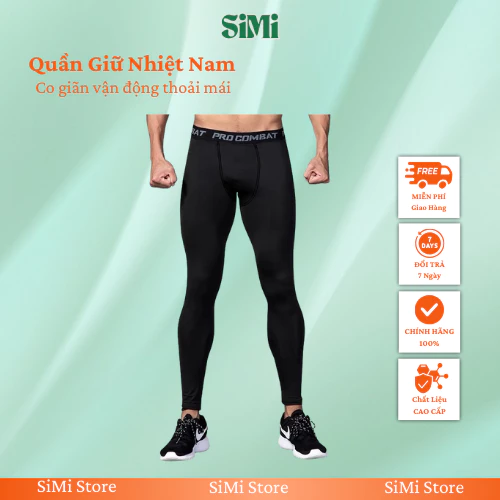 Quần Giữ Nhiệt Nam SiMi Combat Pro – Legging Nam Đen Tập Gym, Chạy Bộ, Đá Bóng Co Giãn 4 Chiều