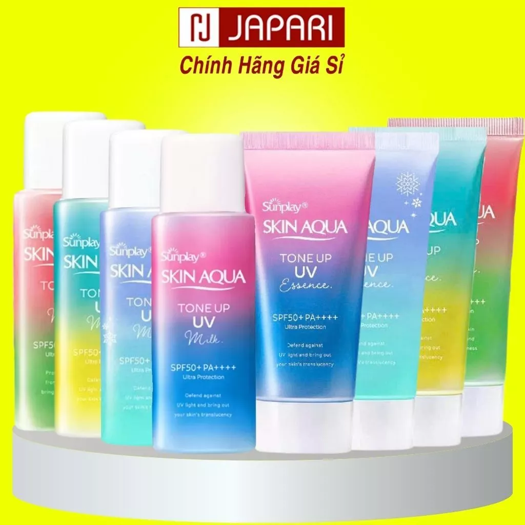 Kem Chống Nắng Skin Aqua Sunplay Tone Up Nhật Bản, Việt- KCN Kiềm Dầu Nâng Tone Cho Da Dầu Mụn, Khô Da Mặt & Body JAPARI