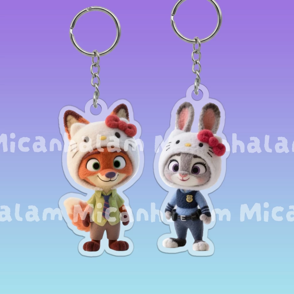Móc khóa Cáo thỏ Zootopia Nick Fox Disney Hàng hóa Acrylic Judy Móc treo túi xách ba lô