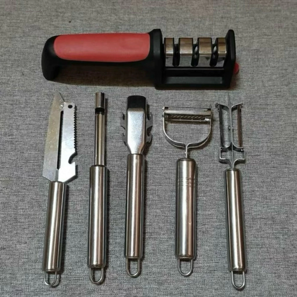 (Tặng Mài Dao) Set 5 Món Dao Đa Năng Cắt Gọt Vỏ Trái Cây, Thái Sợi, Đánh Vẩy Cá- Chất Liệu Inox
