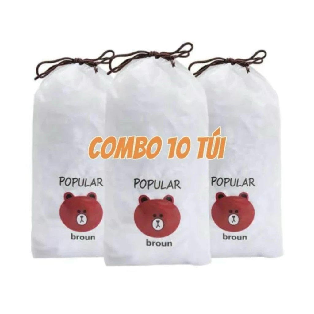 (Loại 1) Combo 10 Túi màng bọc thực phẩm mỗi bịch (90- 100 cái) chất liệu PE co dãn có chun siêu dai Túi gấu bọc đô ăn