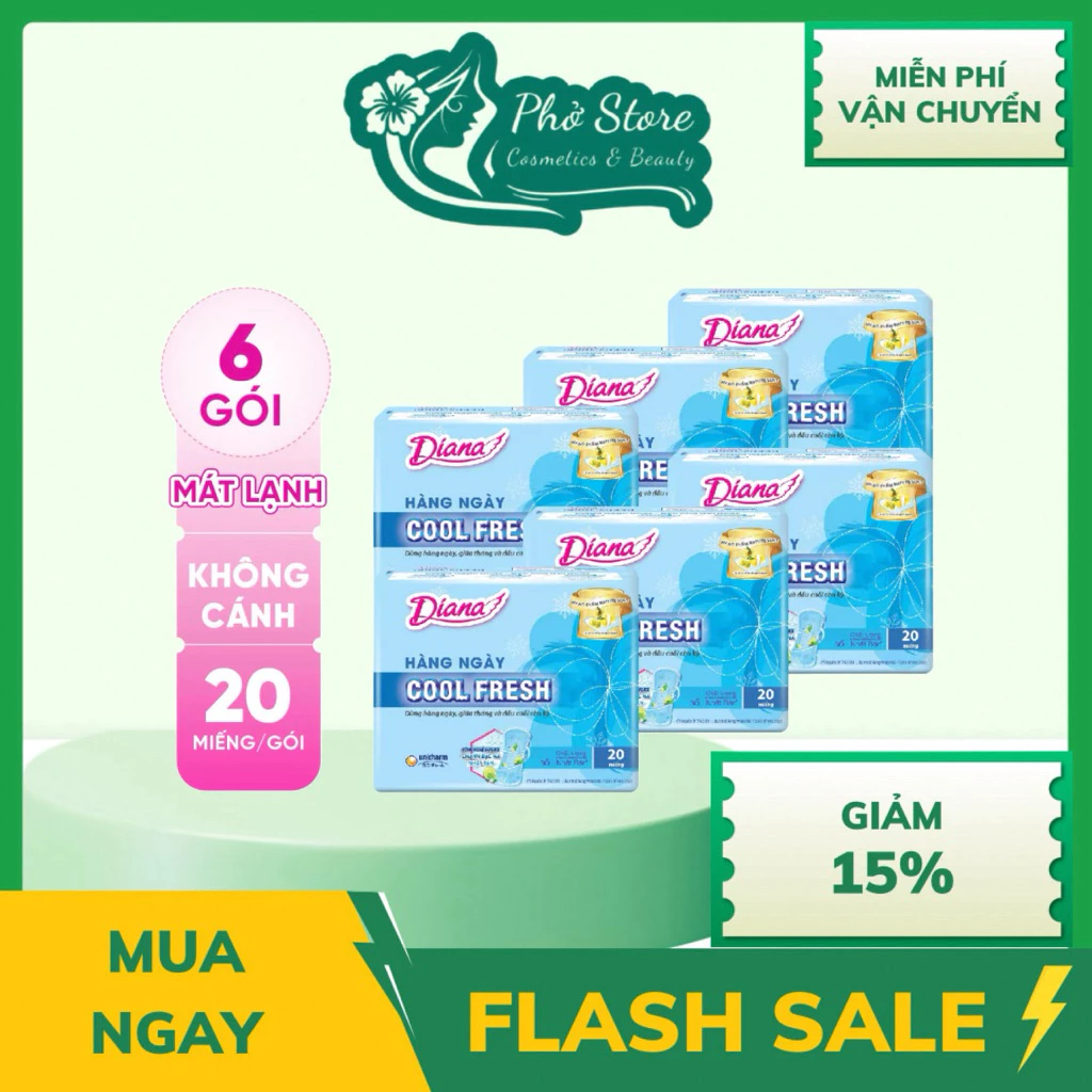 Combo 6 gói Băng Vệ Sinh Hàng Ngày Diana 20 miếng