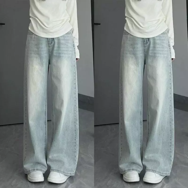 M17 Quần jeans suông nữ phủ bụi dơ phủ ánh vàng vải QC Không co giãn khonhamai