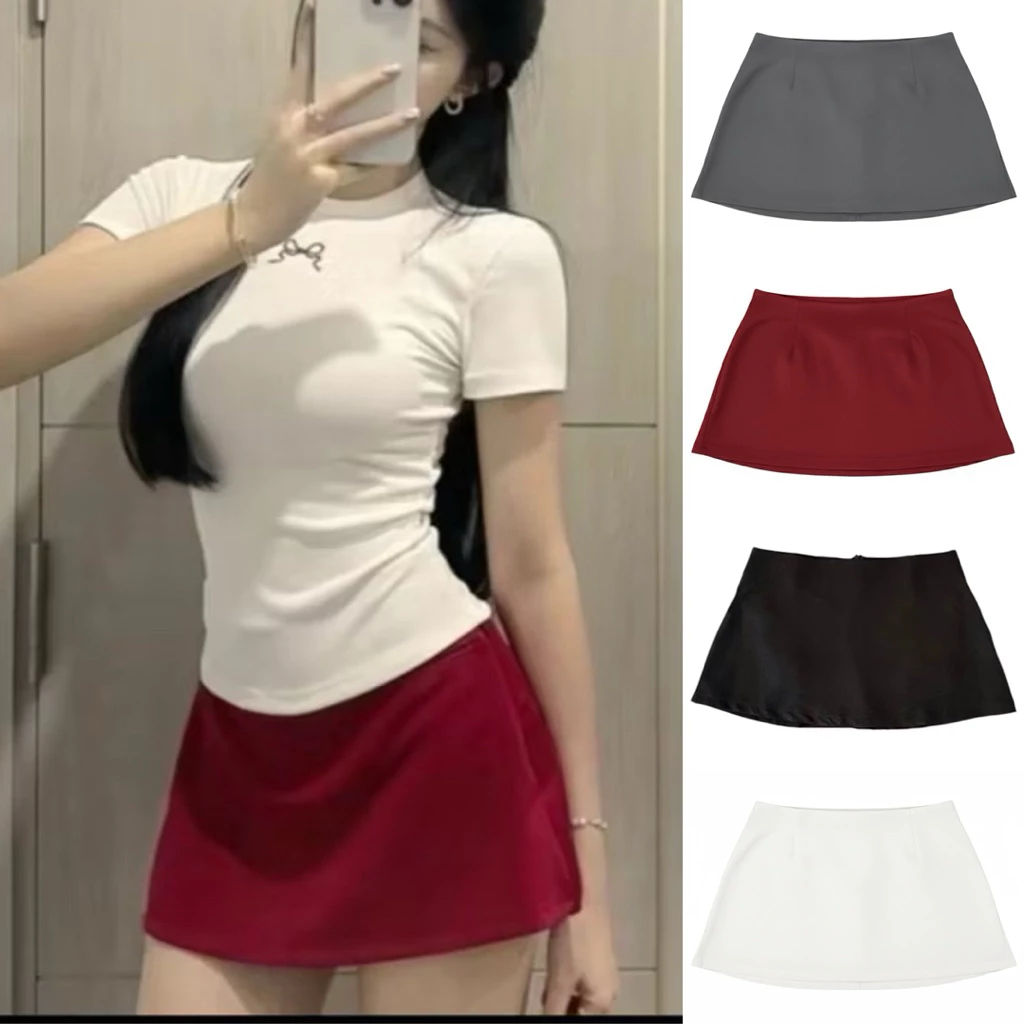 Chân váy chữ A dăng ngắn cạp thấp phong cách Y2K sang chảnh V80 - Fashion 73