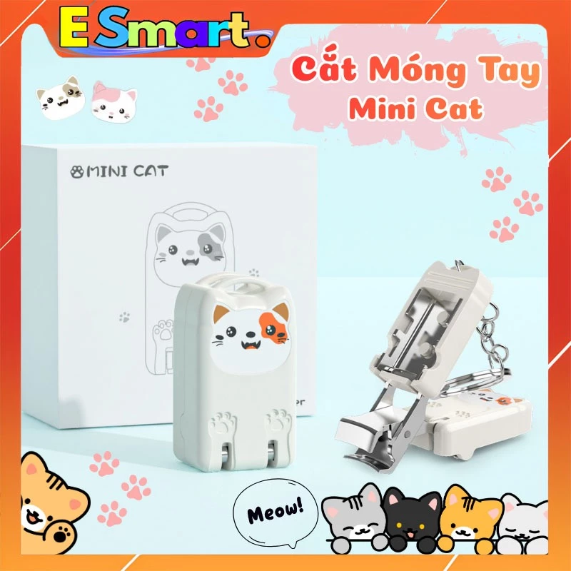 Dụng Cụ Cắt Móng Tay Mini Cat Tích Hợp Miếng Mài Móng Tiện Lợi Thiết Kế Gấp Gọn, Chất Liệu Thép Không Gỉ Cao Cấp