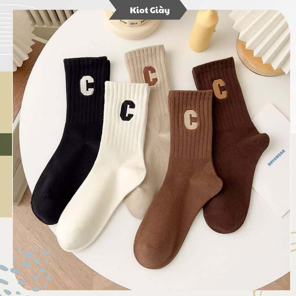 Tất vớ cao cổ nữ chữ C - Style Hàn Quốc thời trang, tối giản, nhiều màu sắc