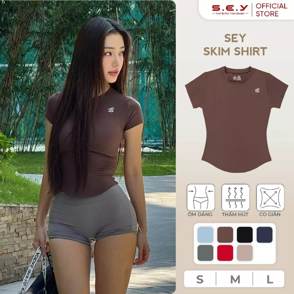 Áo Tập Gym Nữ SEY SKIM SHIRT - Áo Thun, Áo Tập, Đồ Tập GYM Nữ, Co Dãn 4 Chiều, Thấm Hút Mồ Hôi
