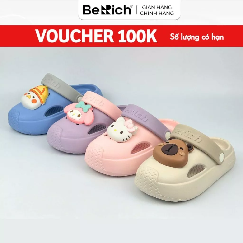 [KHÔNG CHARM] Dép Sục Berich Cho Bé Trai Gái Trẻ Em Nhiều Màu Thoáng Khí Êm Ái Cao Cấp SUKI
