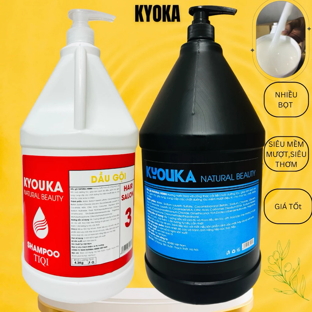 Dầu gội can kyouka natural beaty kafen thơm đặc nhiều bọt chính hãng trọng lượng 4,3kg