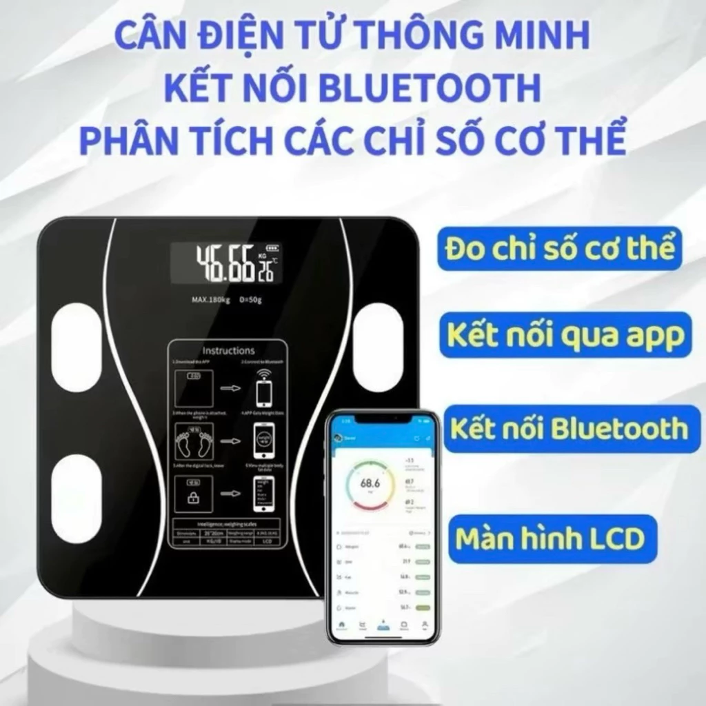 Cân Điện Tử Bluetooth Thông Minh Kết Nôi Tiện Lợi Sang Trọng