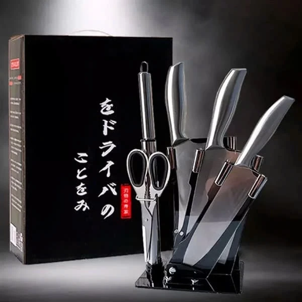 Bộ Dao Kéo Nhật  5 Món Kèm Đế Để Dao Sang Trọng [Hàng Nhập Khẩu]