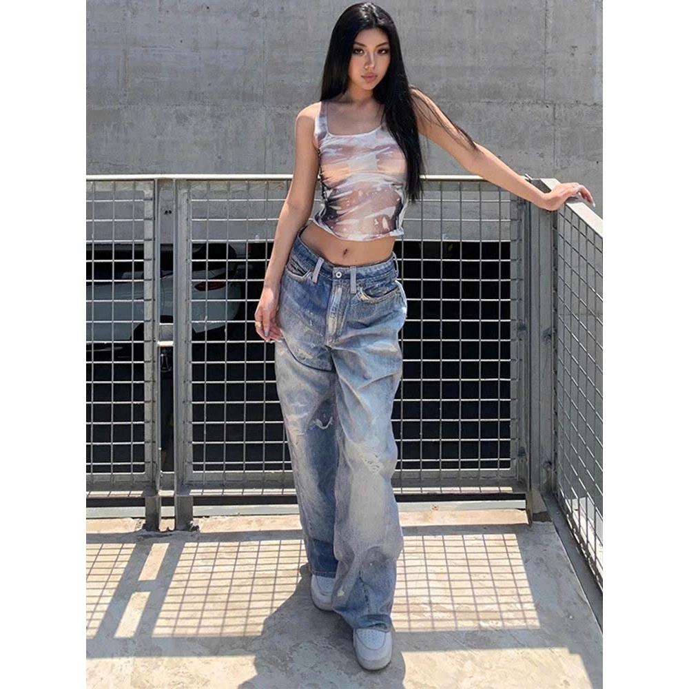 [DEAL MỞ BÁN] Quần Jeans Baggy Wash Loang – Low-rise & wide leg, chuẩn Y2K streetwear