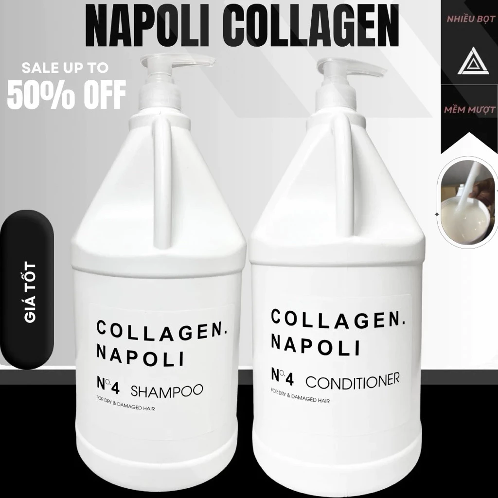 Dầu gội can (xả can)colagen napoli mềm mượt đặc nhiều bọt(trọng lượng 4000ml)