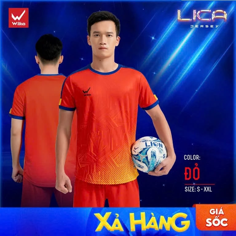 Bộ Quần Áo Đá Bóng Wika Lica Kết Cấu Vải Mềm Mịn, Thoáng Thí Thấm Hút Tốt