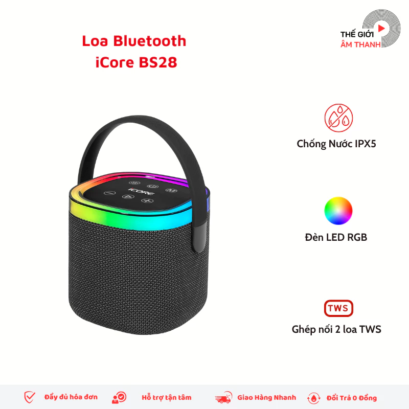 Loa Bluetooth iCore BS28 Âm Thanh Mạnh Mẽ, Thiết Kế Hiện Đại - THẾ GIỚI ÂM THANH