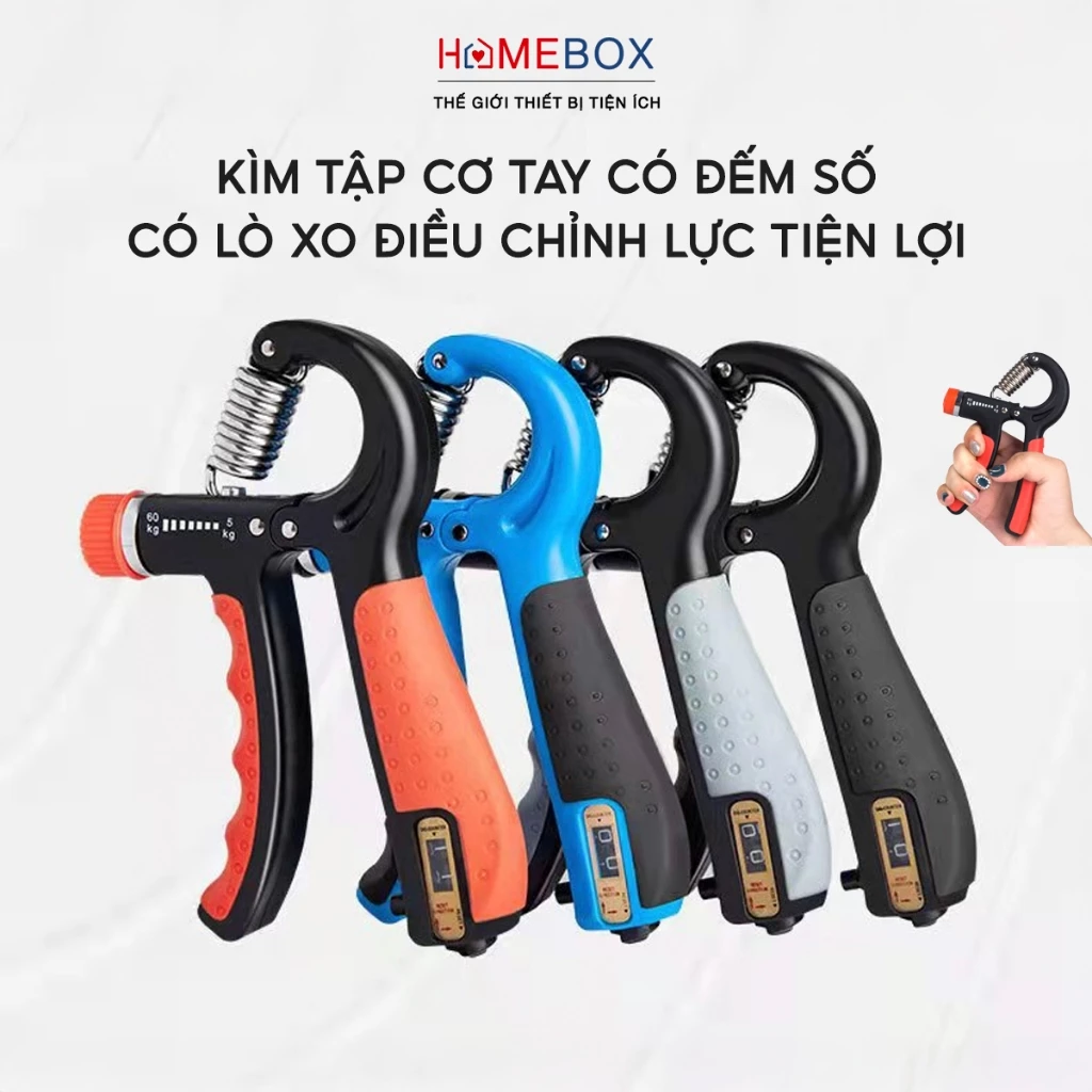 Kìm Tập Cơ Tay Điều Chỉnh Lực Lò Xo Từ 5-60kg Có Đếm Số, Dụng Cụ Tập Cơ Tay Gym Tại Nhà Thép Carbon