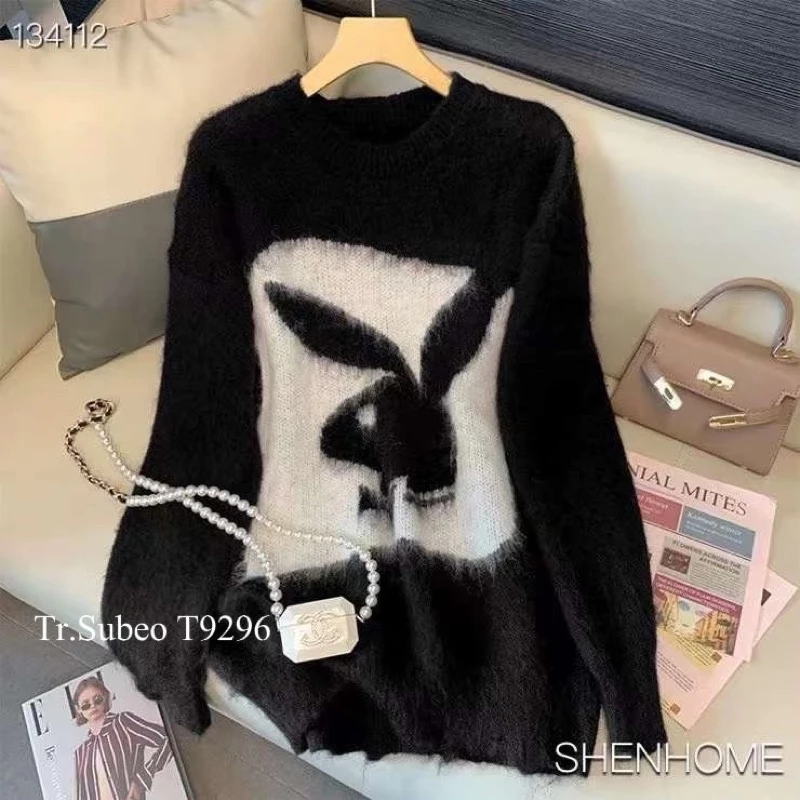 [XẢ HÀNG] Áo Sweter Len Nam Nữ Play Boy Logo Con Thỏ Chất Len Lông THỎ MỀM MỊN Form Rộng Style Hàn Quốc