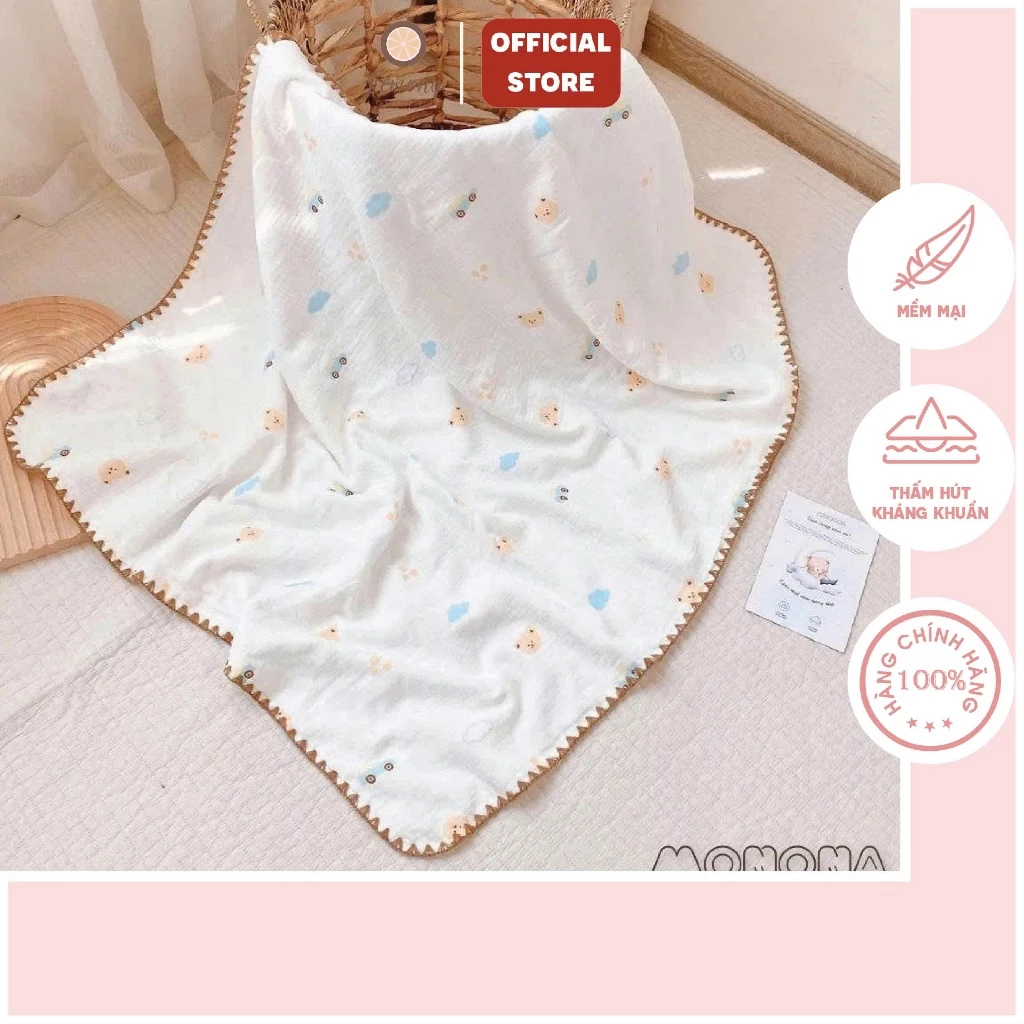 Chăn đắp cho bé xô hạt đậu,Chăn Muslin hạt đậu mềm mại  không gây kích ứng da bé